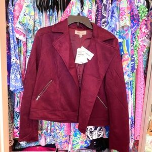 NWT Philosophy Faux Leather Suede Coat Wine